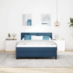 vidaXL Κρεβάτι με Βάση με Στρώμα Μπλε 140 x 200 εκ. Ύφασμα
