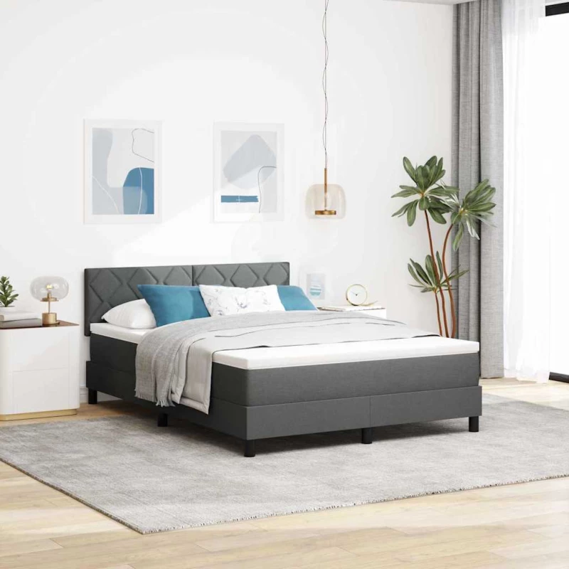vidaXL κρεβάτι box spring με στρώμα σκούρο γκρι 140x200 εκ υφάσμα