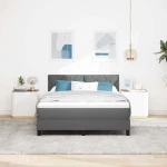 vidaXL κρεβάτι box spring με στρώμα σκούρο γκρι 140x200 εκ υφάσμα