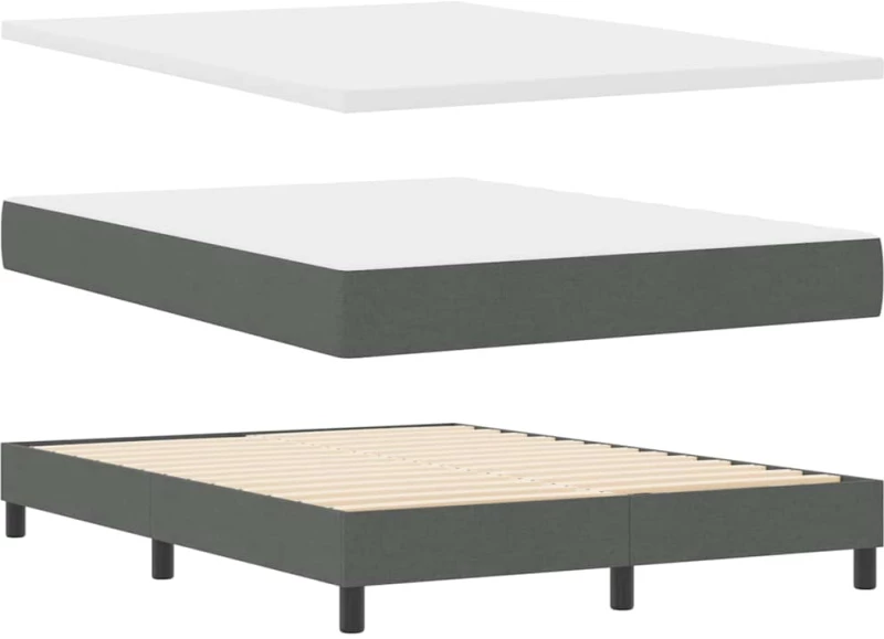 vidaXL κρεβάτι box spring με στρώμα σκούρο γκρι 140x200 εκ υφάσμα