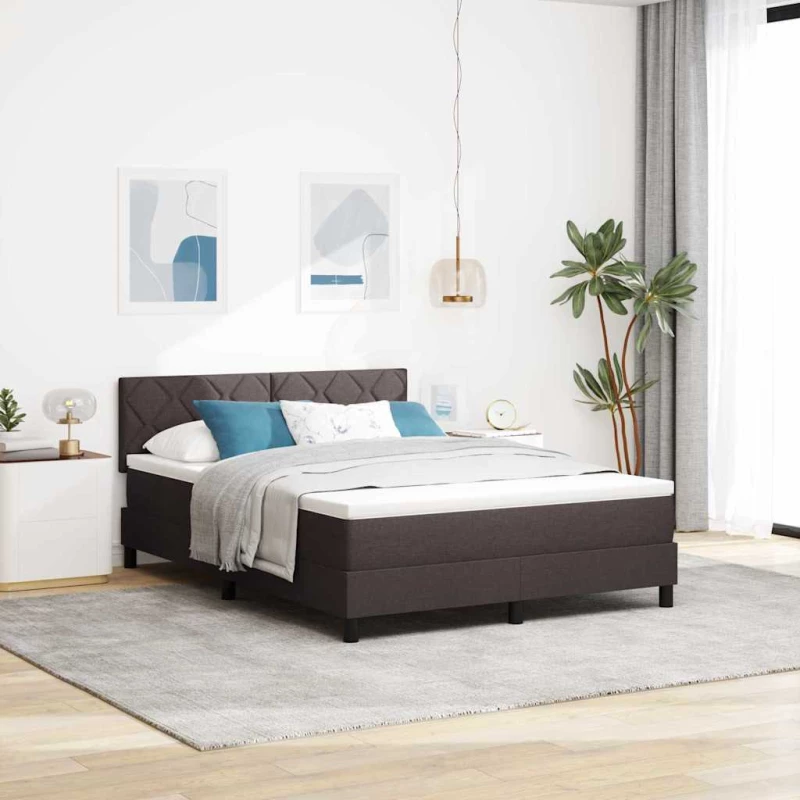 vidaXL Κρεβάτι Σπρίνγκ με Στρώμα Σκούρο Καφέ 160x200εκ. Ύφασμα