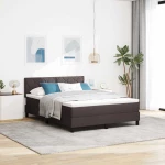 vidaXL Κρεβάτι Σπρίνγκ με Στρώμα Σκούρο Καφέ 160x200εκ. Ύφασμα