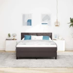 vidaXL Κρεβάτι Σπρίνγκ με Στρώμα Σκούρο Καφέ 160x200εκ. Ύφασμα