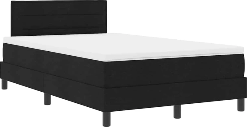 vidaXL Κρεβάτι με βάση και στρώμα & LED Μαύρο 120x190 cm Υφασμα