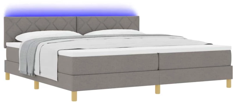 vidaXL Κρεβάτι Box Spring με Στρώμα & LED Ταπέτο 200x200 εκ Υφάσματος