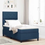 vidaXL Κρεβάτι box spring με στρώμα και μπλε LED, 90 x 190 εκ. Υφάσματος.