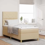 vidaXL Κρεβάτι με ελατήρια και στρώμα κρεμ 100x200 εκ ύφασμα