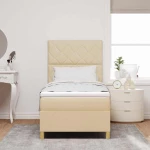 vidaXL Κρεβάτι με ελατήρια και στρώμα κρεμ 100x200 εκ ύφασμα