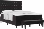 vidaXL Κρεβάτι Με Στρώμα & Πάγκο Μαύρο 140x200 εκ. Βελούδο