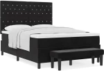 vidaXL Κρεβάτι Με Στρώμα & Πάγκο Μαύρο 140x200 εκ. Βελούδο