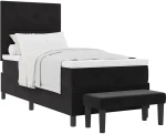 vidaXL Κρεβάτι Box Spring με Στρώμα & Παγκάκι Μαύρο 90x200 εκ Βελούδο