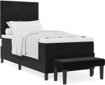 vidaXL Κρεβάτι Box Spring με Στρώμα & Παγκάκι Μαύρο 90x200 εκ Βελούδο