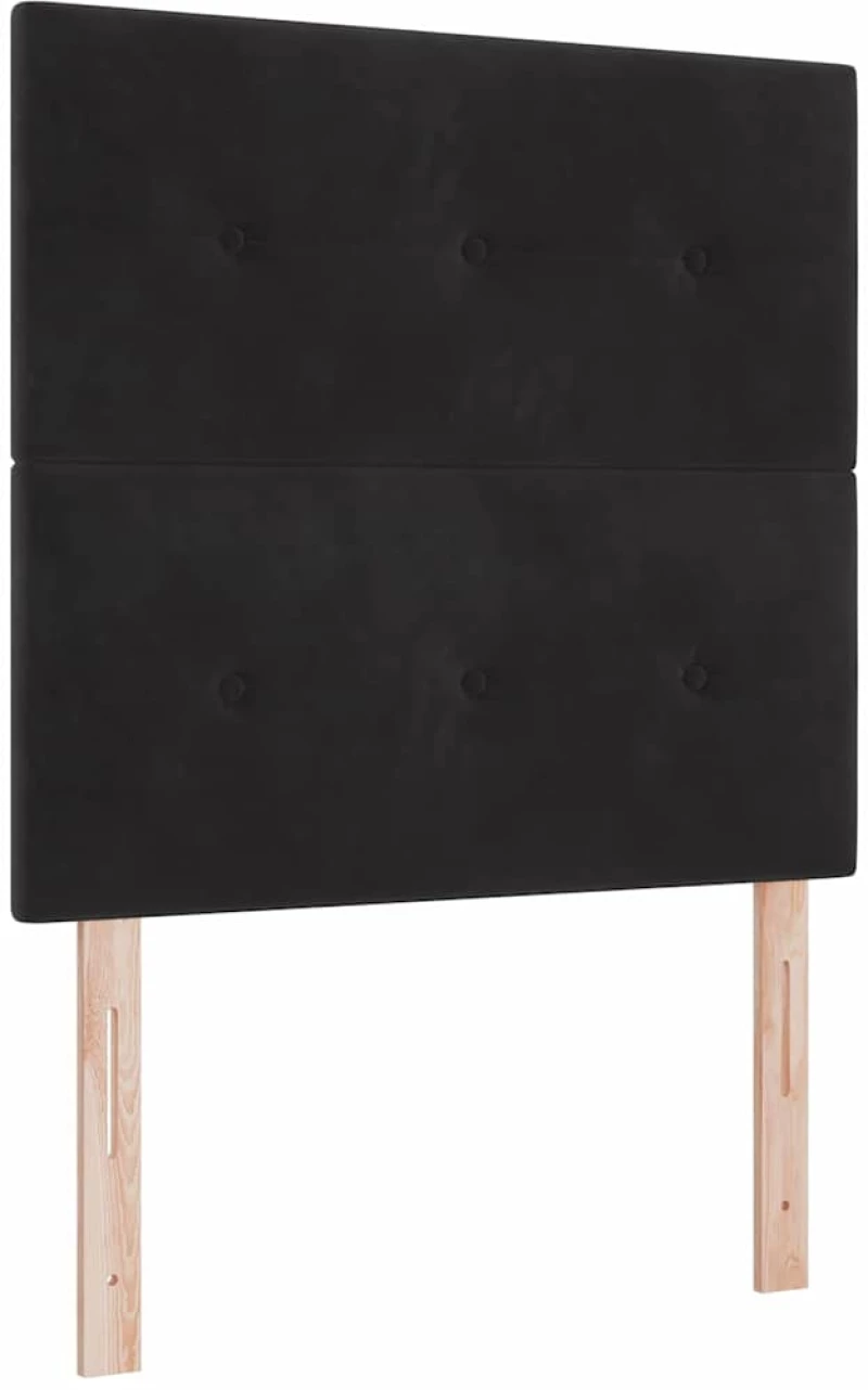 vidaXL Κρεβάτι Box Spring με Στρώμα & Παγκάκι Μαύρο 90x200 εκ Βελούδο
