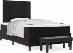 vidaXL Κρεβάτι Box Spring με Στρώμα & Πάγκο Μαύρο 120x200 εκ. Βελούδο