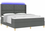 vidaXL Κρεβάτι Box Spring με Στρώμα & LED Σκούρο Γκρι 180x200 εκ Ύφασμα