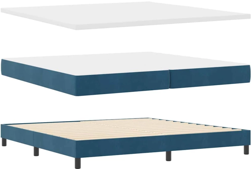 vidaXL Κρεβάτι Box Spring με Στρώμα Σκούρο Μπλε 200x200 εκ. από Βελούδο