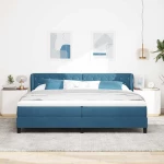 vidaXL Κρεβάτι Box Spring με Στρώμα Σκούρο Μπλε 200x200 εκ. από Βελούδο