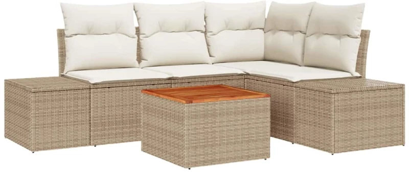 vidaXL Σετ Σαλονιού Κήπου 5 pcs Beige, λευκό 55 x 55 x 37 εκ