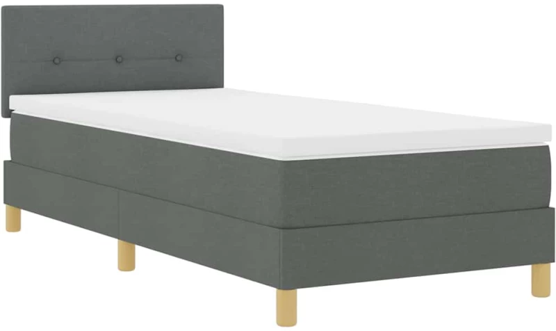 vidaXL Κρεβάτι με Σπίν και Ματράζ Σκούρο Γκρι 90x190 cm Ύφασμα