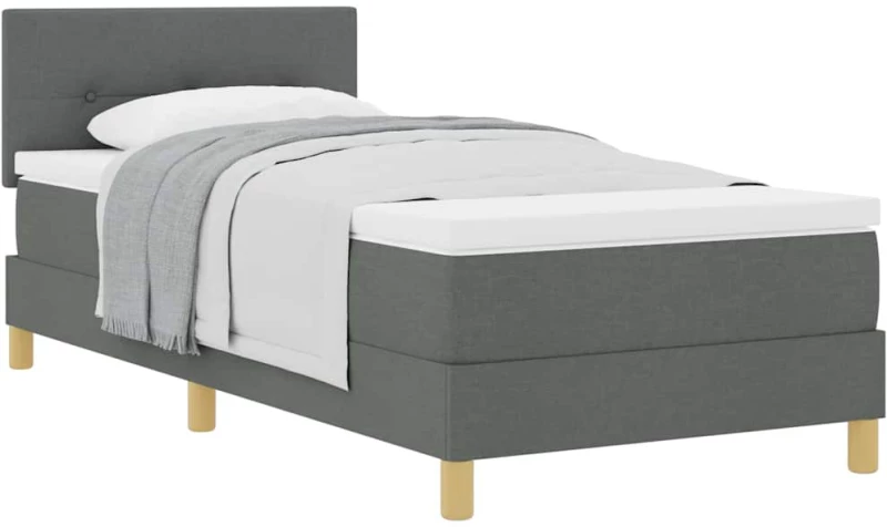 vidaXL Κρεβάτι με Σπίν και Ματράζ Σκούρο Γκρι 90x190 cm Ύφασμα