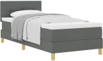 vidaXL Κρεβάτι με Σπίν και Ματράζ Σκούρο Γκρι 90x190 cm Ύφασμα