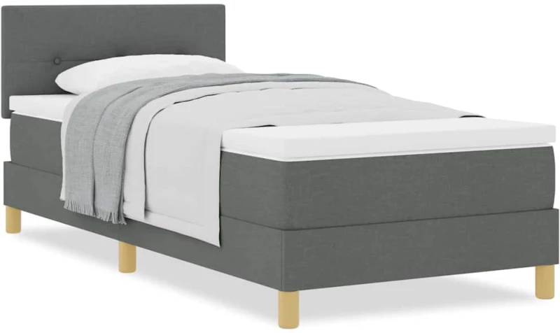vidaXL Κρεβάτι με Σπίν και Ματράζ Σκούρο Γκρι 90x190 cm Ύφασμα