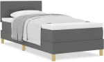 vidaXL Κρεβάτι με Σπίν και Ματράζ Σκούρο Γκρι 90x190 cm Ύφασμα