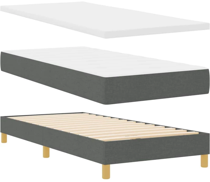 vidaXL Κρεβάτι με Σπίν και Ματράζ Σκούρο Γκρι 90x190 cm Ύφασμα