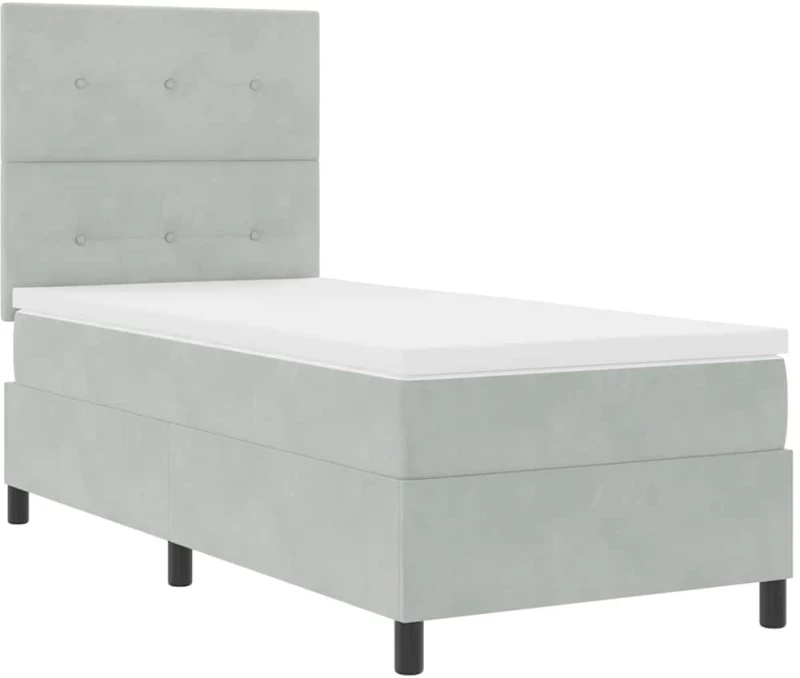 κρεβάτι Box Spring vidaXL με στρώμα Ανοιχτό γκρι 80x200 εκ. Βελούδο