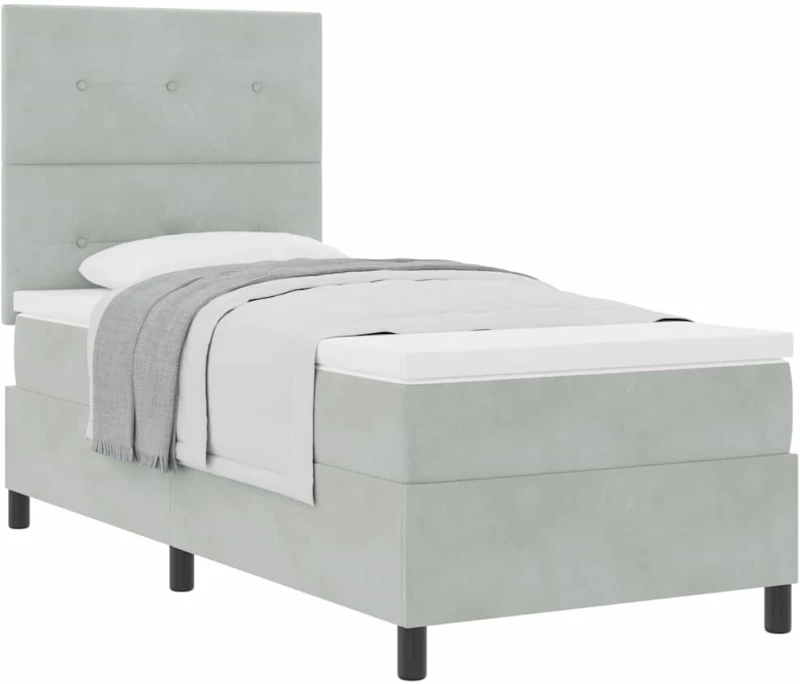 κρεβάτι Box Spring vidaXL με στρώμα Ανοιχτό γκρι 80x200 εκ. Βελούδο