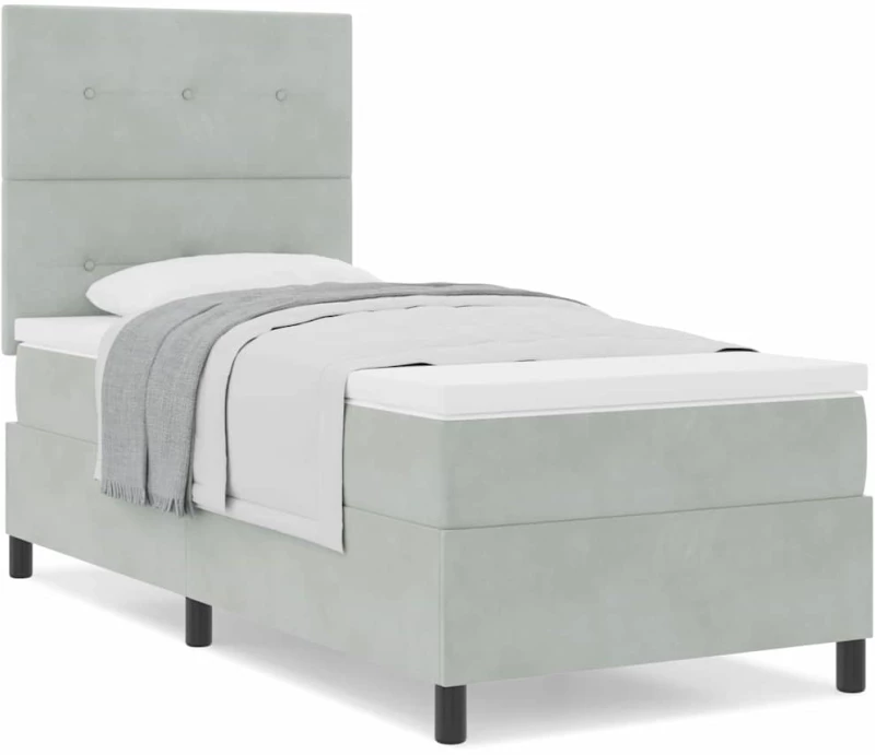 κρεβάτι Box Spring vidaXL με στρώμα Ανοιχτό γκρι 80x200 εκ. Βελούδο