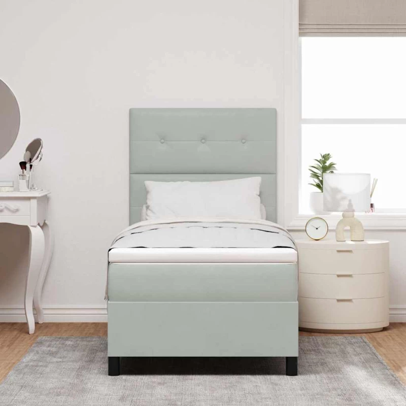 κρεβάτι Box Spring vidaXL με στρώμα Ανοιχτό γκρι 80x200 εκ. Βελούδο