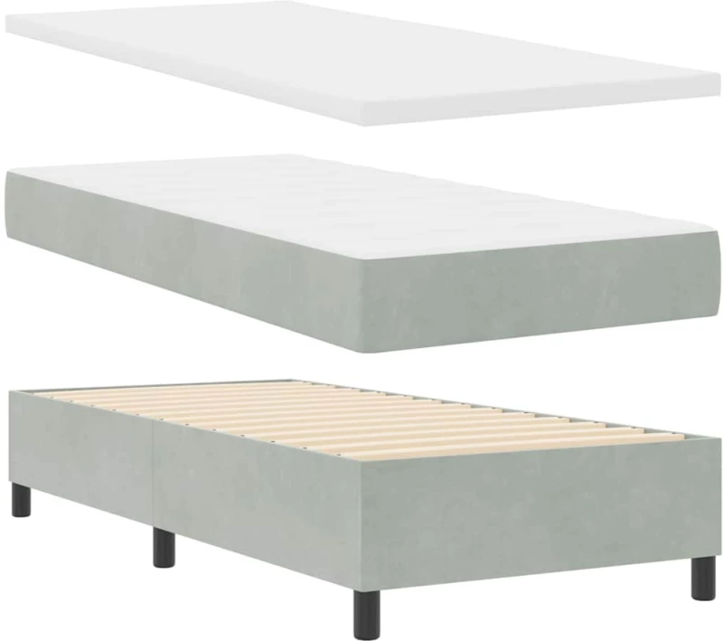 κρεβάτι Box Spring vidaXL με στρώμα Ανοιχτό γκρι 80x200 εκ. Βελούδο