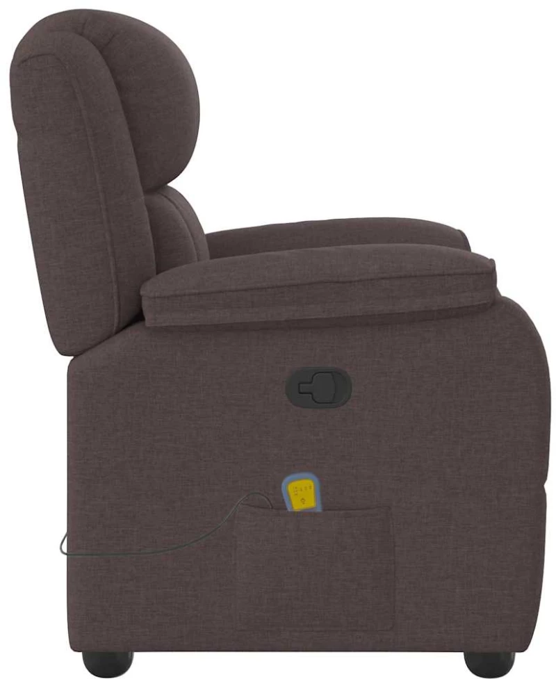 vidaXL Πολυθρόνα Μασάζ Ανακλινόμενη Σκούρο Καφέ Υφασμάτινη