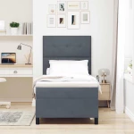 Κρεβάτι Box Spring vidaXL με Στρώμα & LED Σκούρο Γκρι 90x190 εκ. Βελούδο
