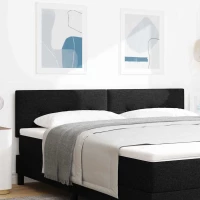 vidaXL LED Κεφαλάρι Με Κουμπιά Τουφαρισμένο Μαύρο 90 εκ Υφασμάτινο