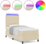 vidaXL Κρεβάτι με Σανίδα με Στρώμα & LED Μπεζ 80x200 εκ. Ύφασμα