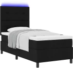 vidaXL Κρεβάτι με ελατήρια και στρώμα & LED – Μαύρο, 90 x 190 εκ.