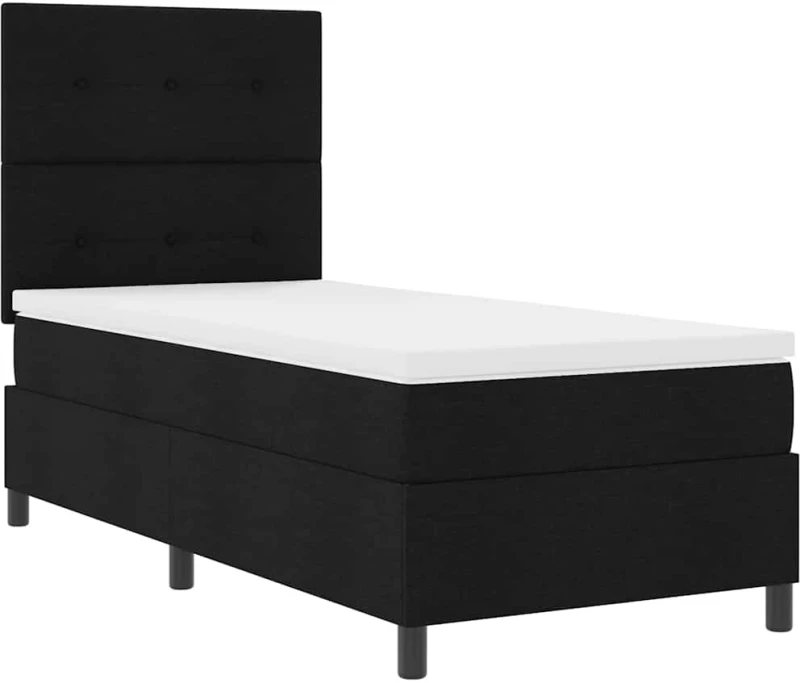 vidaXL Κρεβάτι με ελατήρια και στρώμα & LED – Μαύρο, 90 x 190 εκ.