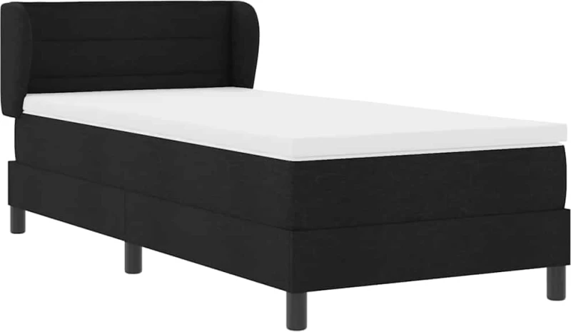 vidaXL Κρεβάτι με ελατήριο και στρώμα Μαύρο 80x200 εκ. Ύφασμα