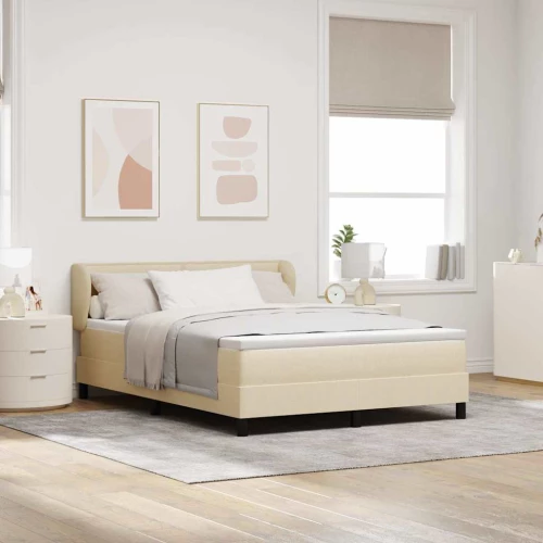 Κρεβάτι Box Spring με στρώμα vidaXL Κρεμ 160x200 εκ. Υφάσματος