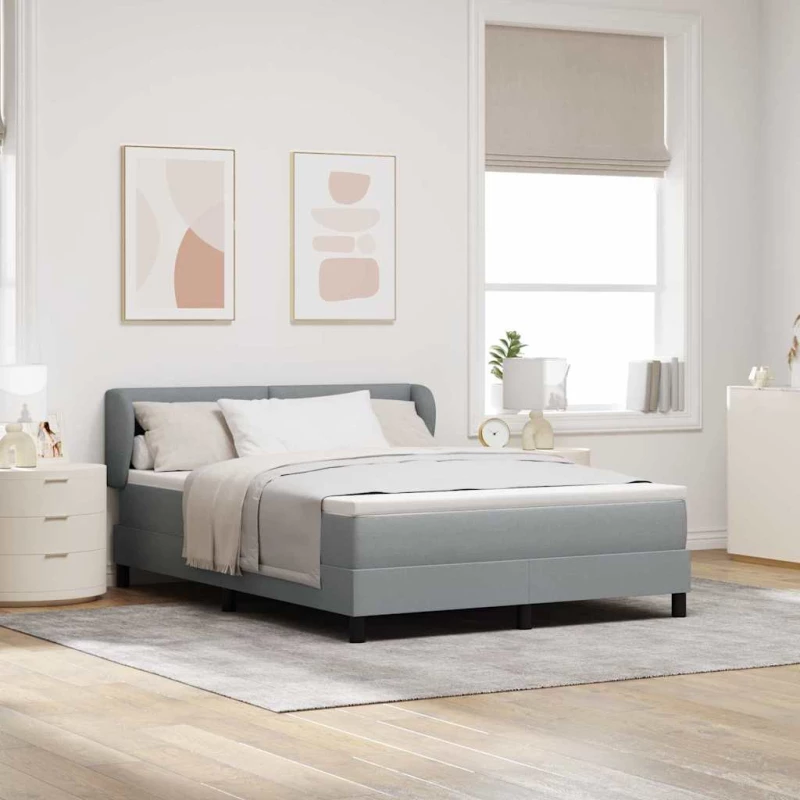 Κρεβάτι Box Spring με Στρώμα vidaXL Γκρι Ανοιχτό 140x190 εκ Υφασμάτινο
