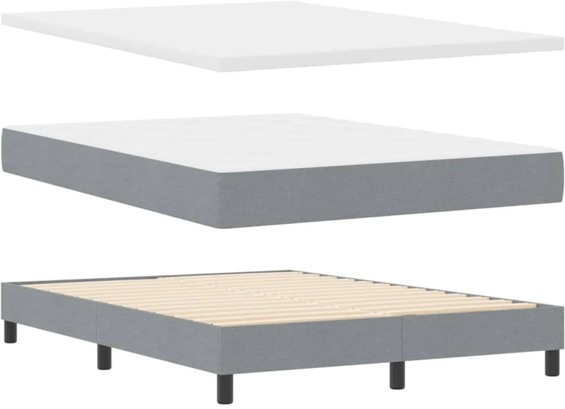 Κρεβάτι Box Spring με Στρώμα vidaXL Γκρι Ανοιχτό 140x190 εκ Υφασμάτινο
