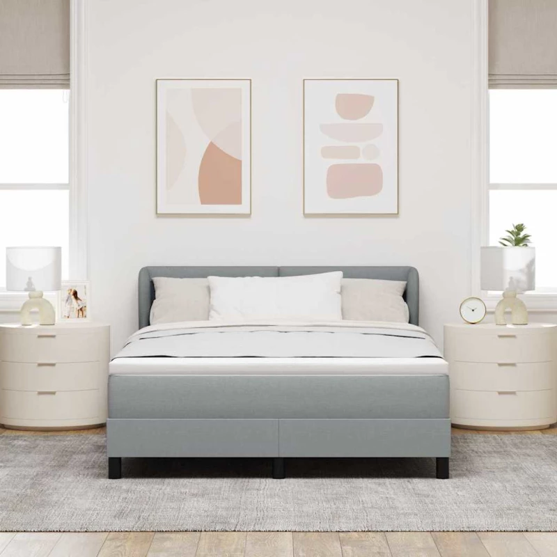 Κρεβάτι Box Spring με Στρώμα vidaXL Γκρι Ανοιχτό 140x190 εκ Υφασμάτινο