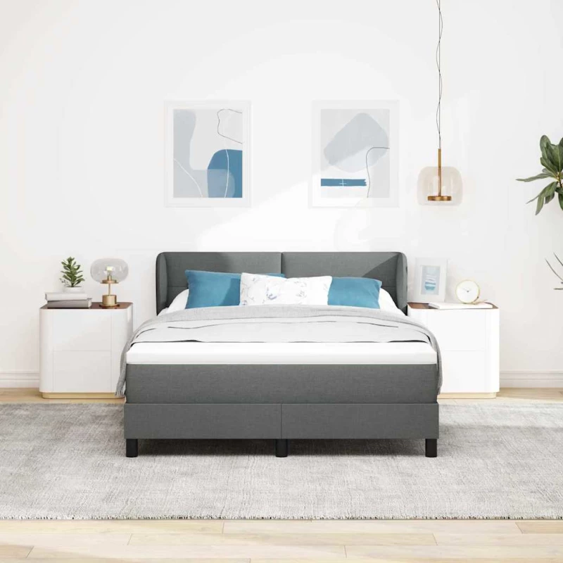 vidaXL Κρεβάτι Box Spring με Στρώμα Γκρι 160x200 εκ Υφασμάτινο