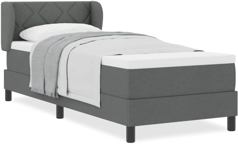 κρεβάτι Box Spring με στρώμα vidaXL σκούρο γκρι 80x200 εκ. υφάσματος