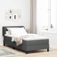 vidaXL Κρεβάτι με Στρώμα Χρώμα Σκούρο Γκρι 90x190 εκ. Ύφασμα