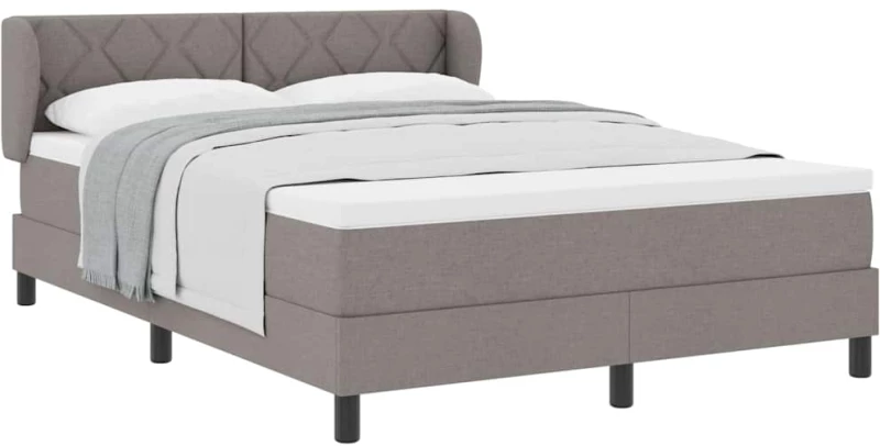 vidaXL Κρεβάτι με Στρώμα Ταπέ Μπεζ 160x200 εκ Υφάσματος