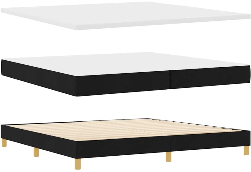 Κρεβάτι Box Spring με Στρώμα vidaXL Μαύρο 200x200 εκ. Ύφασμα