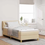 Κρεβάτι Box Spring με Στρώμα vidaXL - Κρεμ 100x200 cm Ύφασμα